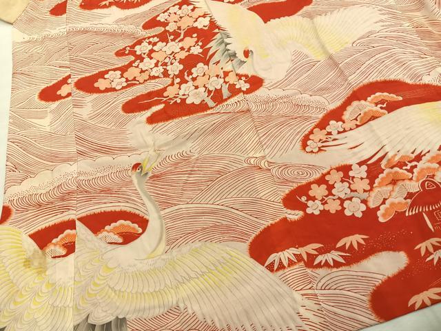 平和屋着物●アンティーク 大正ロマン 長襦袢 袷 松竹梅 飛鶴文 正絹 逸品 AABI2013fy