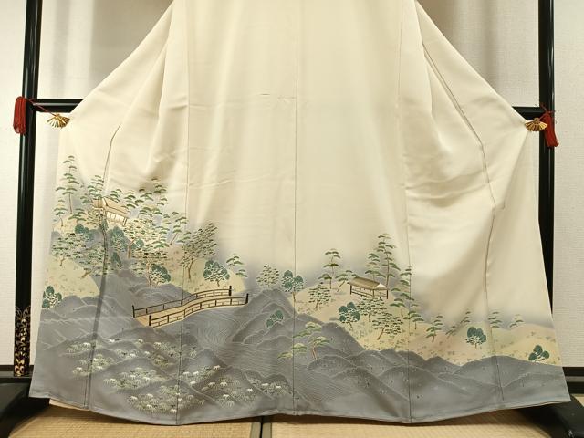 平和屋着物●豪華色留袖 作家物 刺繍 風景文 暈し染め 金糸 正絹 逸品 AABI2014fy