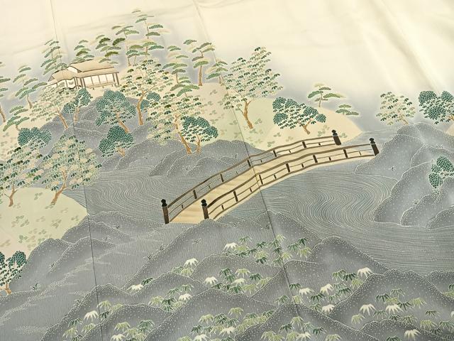 平和屋着物●豪華色留袖 作家物 刺繍 風景文 暈し染め 金糸 正絹 逸品 AABI2014fy