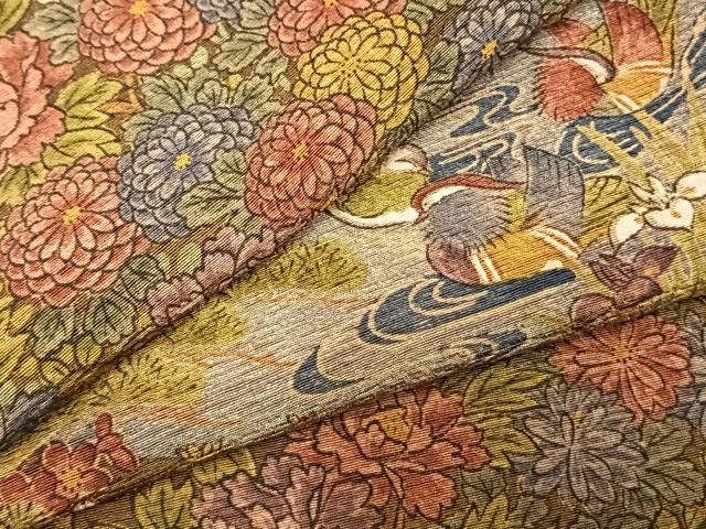 平和屋着物●友禅師・京の名工・伝統工芸士・樽本伊勢蔵 小紋 手描き 花鳥文 丹後ちりめん 反端付き 正絹 逸品 未使用 AABI2020fy