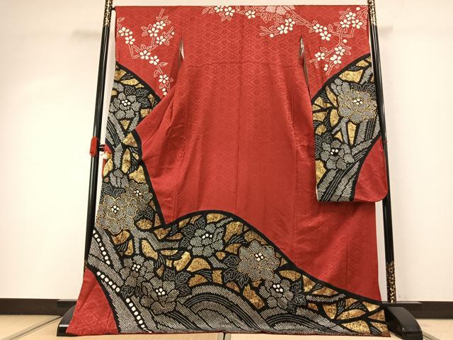 平和屋着物●豪華振袖 駒刺繍 絞り 草花文 金彩 正絹 逸品 AABI2022fy