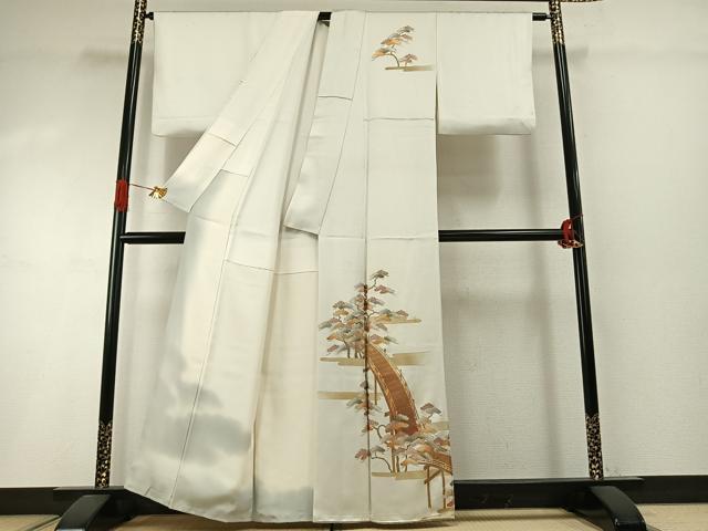 平和屋着物●金彩友禅 卓越技能者・名工・和田光正 訪問着 風景枝松文 金銀彩 正絹 逸品 AABI2024fy