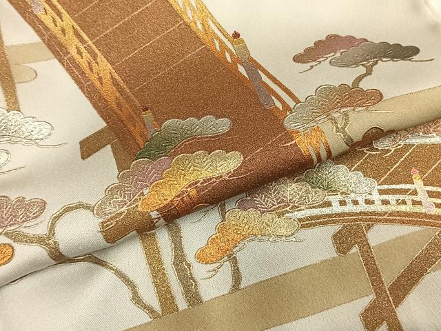 平和屋着物●金彩友禅 卓越技能者・名工・和田光正 訪問着 風景枝松文 金銀彩 正絹 逸品 AABI2024fy