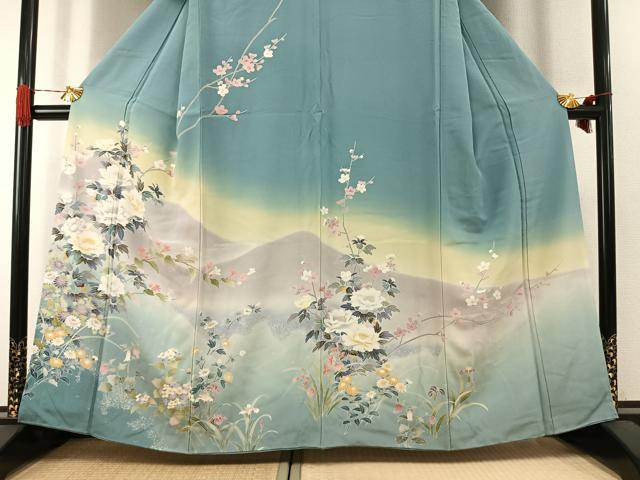 平和屋着物●訪問着 友禅 枝花文 暈し染め 正絹 逸品 AABI2029fy
