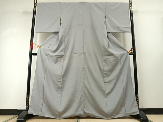 平和屋着物●本塩沢 薄雲鼠色 正絹 逸品 AABI2030fy