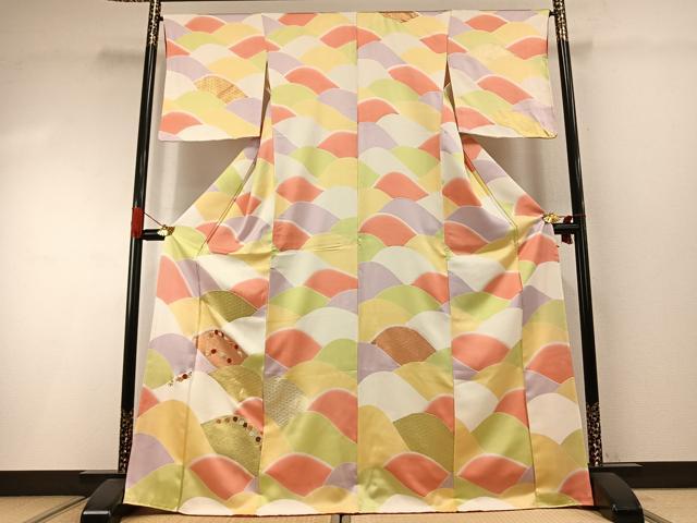 平和屋着物●訪問着 刺繍 草花文 金彩 正絹 逸品 AABI2046fy