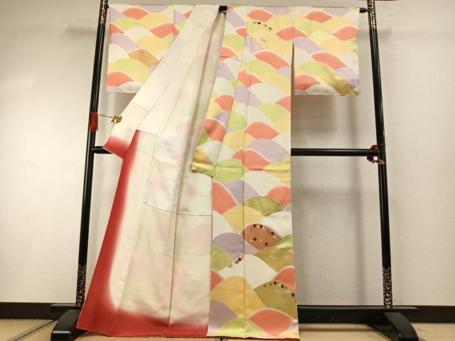 平和屋着物●訪問着 刺繍 草花文 金彩 正絹 逸品 AABI2046fy