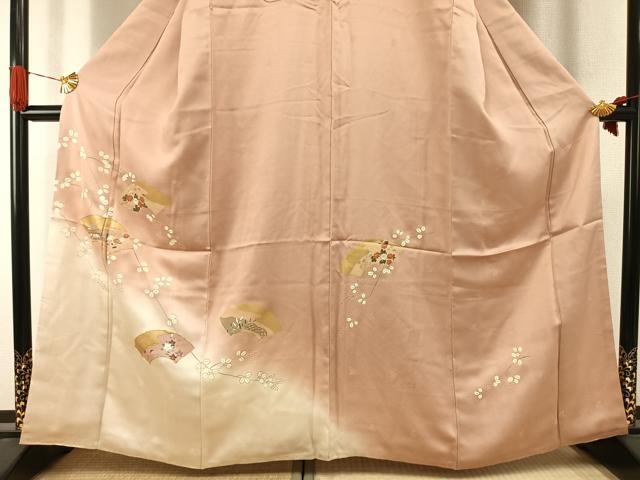 平和屋着物●訪問着 駒刺繍 地紙花文 暈し染め 金彩 正絹 逸品 AABI2048fy