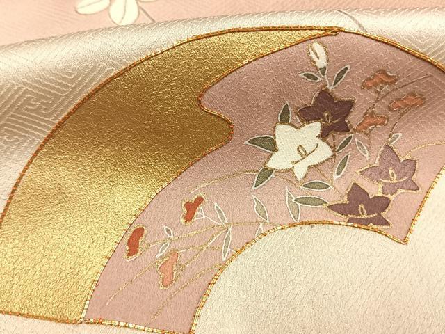 平和屋着物●訪問着 駒刺繍 地紙花文 暈し染め 金彩 正絹 逸品 AABI2048fy