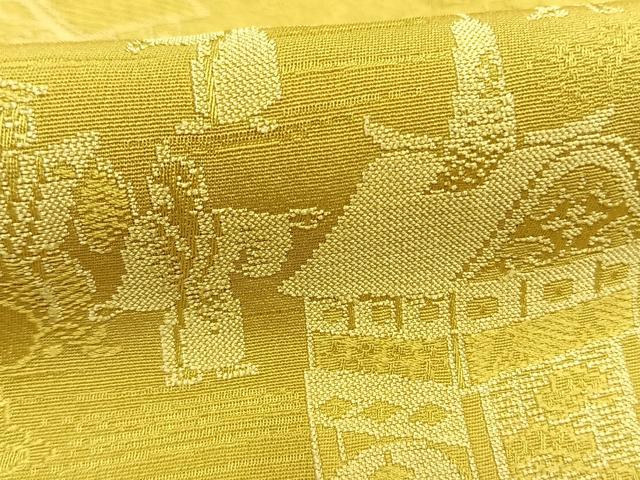 平和屋着物●無地絵羽訪問着 風景人物文 黄支子色 正絹 逸品 AABI2051fy