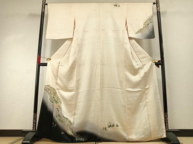 平和屋着物●訪問着 道長花文 暈し染め 金彩 正絹 逸品 AABI2052fy