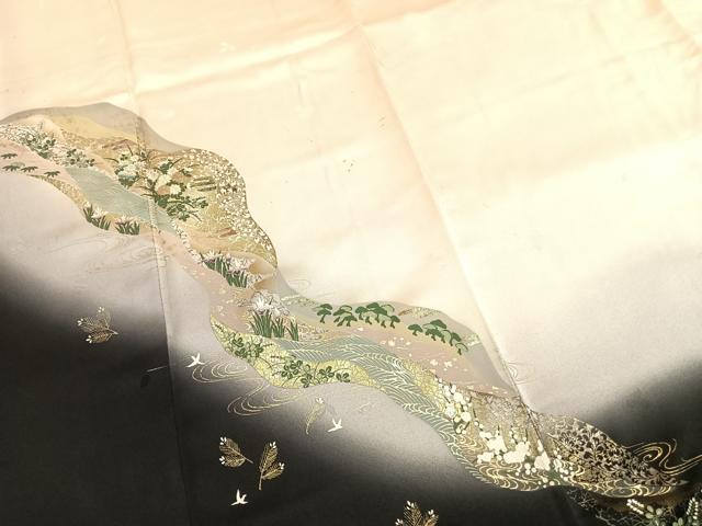 平和屋着物●訪問着 道長花文 暈し染め 金彩 正絹 逸品 AABI2052fy