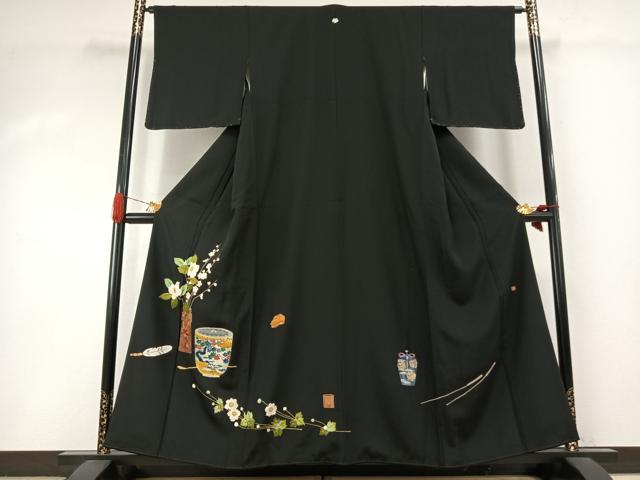平和屋着物●豪華黒留袖 作家物 飾花文 正絹 逸品 未使用 AABI2056fy
