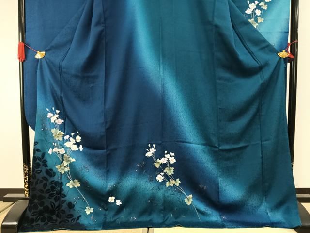 平和屋着物●豪華振袖 刺繍 草花文 暈し染め 金銀彩 銀糸 やまと誂製 正絹 逸品 AABI2061fy