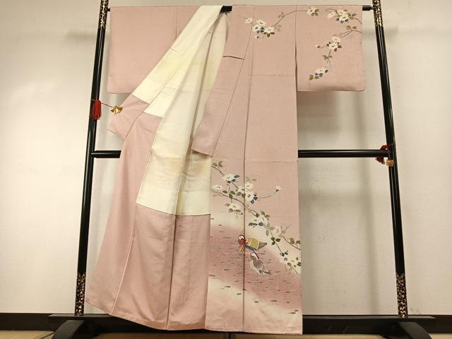平和屋着物●訪問着 友禅 作家物 花鳥文 暈し染め 正絹 逸品 AABI2066fy