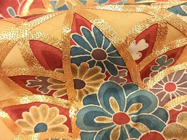 平和屋着物●豪華振袖 駒刺繍 草花文 金彩 正絹 逸品 AABI2071fy