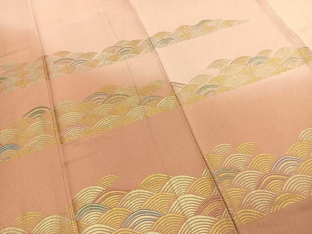 平和屋着物●ファッションデザイナー 花井幸子 訪問着 刺繍 青海波文 暈し染め 金銀彩 正絹 逸品 AABI2074fy