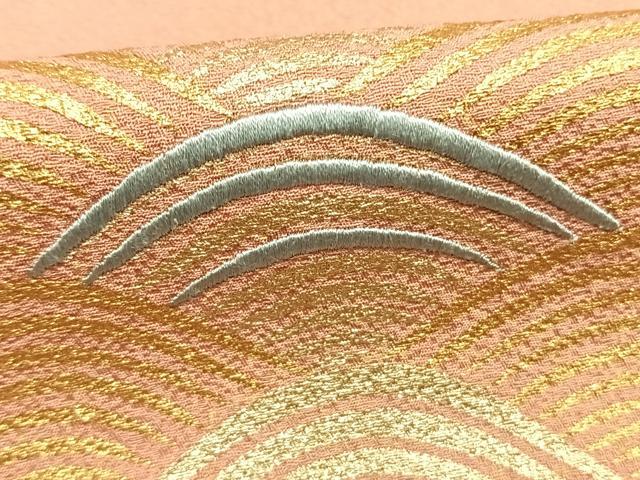 平和屋着物●ファッションデザイナー 花井幸子 訪問着 刺繍 青海波文 暈し染め 金銀彩 正絹 逸品 AABI2074fy