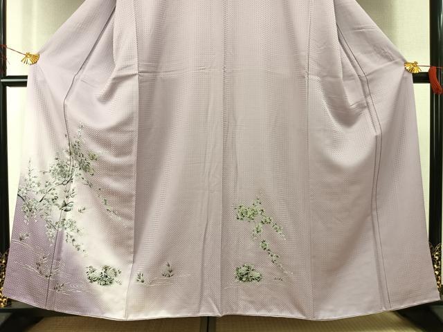 平和屋着物●訪問着 花鳥文 暈し染め 銀彩 正絹 逸品 AABI2076fy