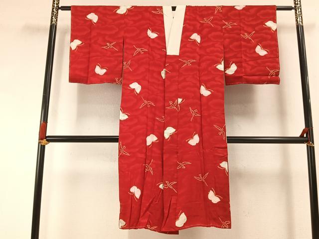 平和屋着物●長襦袢 袷 絞り 舞蝶文 正絹 逸品 未使用 AABI2078fy