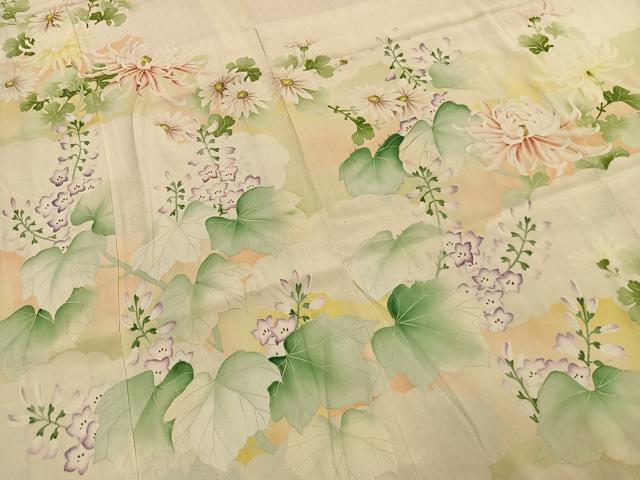平和屋本店●アンティーク 大正ロマン 振袖 草花文 暈し染め 正絹 逸品 AABI2080fy