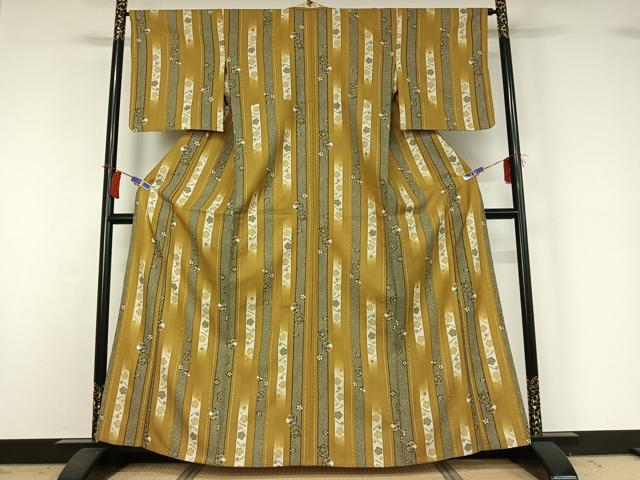 平和屋着物▽小紋 単衣 吹き寄せ花文 洗える着物 AABI2086jh
