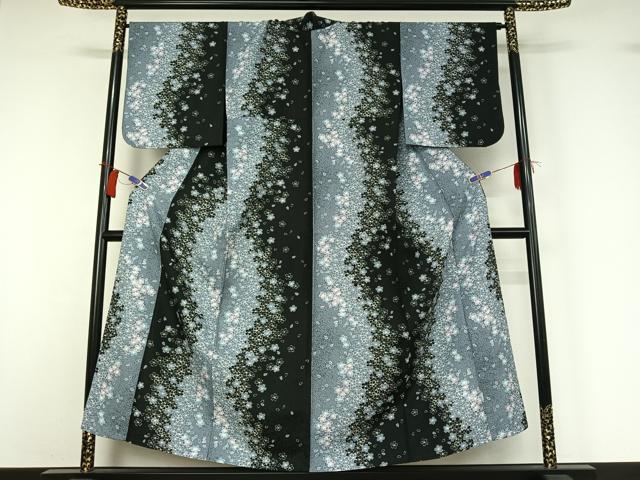 平和屋着物▽小紋 単衣 舞桜文 洗える着物 AABI2088jh
