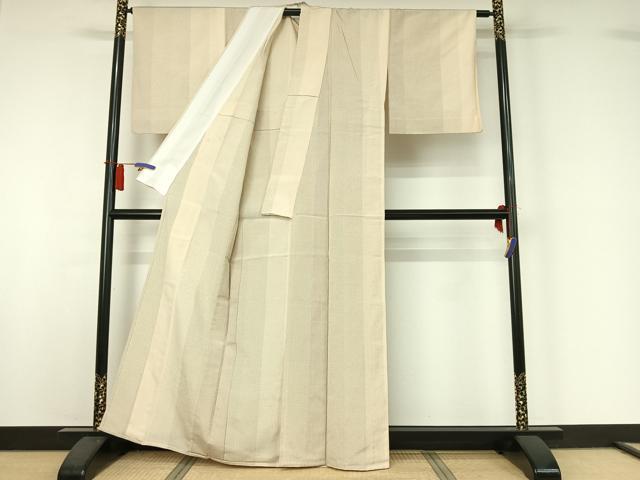 平和屋着物▽本塩沢 単衣 110亀甲 蚊絣 正絹 逸品 AABI2089jh