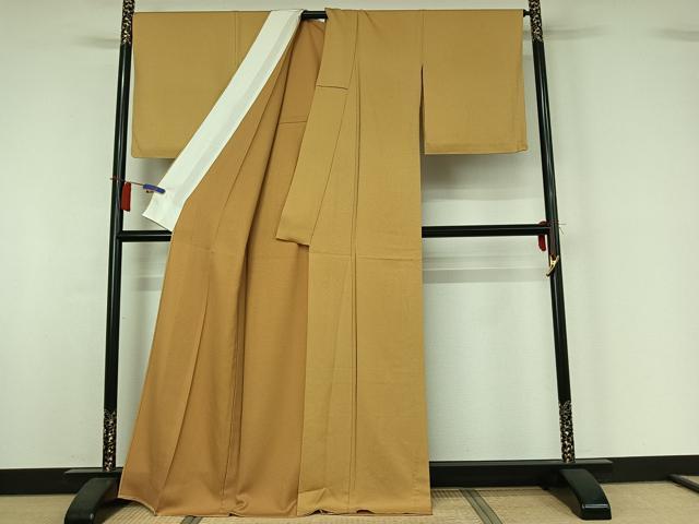 平和屋着物▽上質な色無地 単衣 卵色 正絹 逸品 AABI2091jh