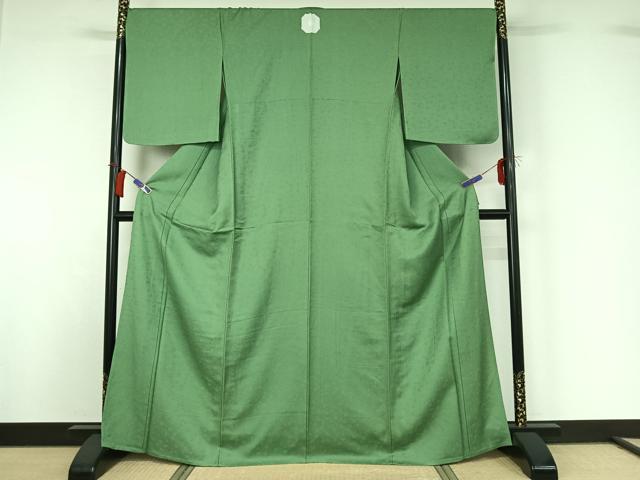 平和屋着物▽上質な色無地 単衣 舞花地紋 柳染色 正絹 逸品 AABI2095jh