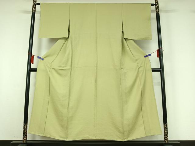平和屋着物▽上質な色無地 単衣 若菜色 正絹 逸品 AABI2098jh