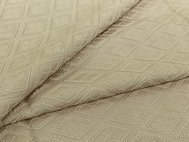 平和屋着物▽上質な色無地 単衣 菱地紋 亜麻色 正絹 逸品 AABI2100jh