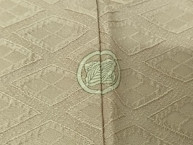 平和屋着物▽上質な色無地 単衣 菱地紋 亜麻色 正絹 逸品 AABI2100jh