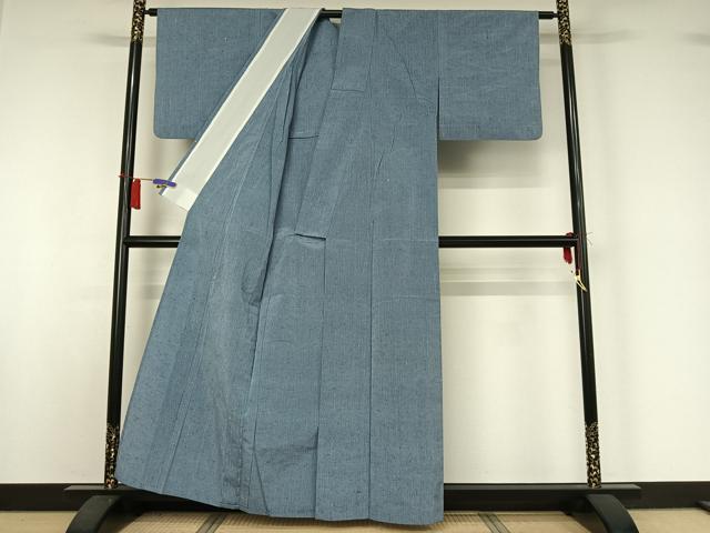 平和屋着物▽上質な紬 単衣 縞 正絹 逸品 AABI2106jh