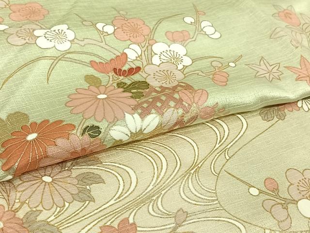 平和屋着物▽訪問着 単衣 飾花文 金彩 正絹 逸品 AABI2107jh