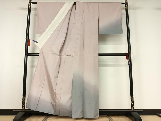 平和屋着物▽訪問着 単衣 紬地 霞文 暈し染め 正絹 逸品 AABI2110jh