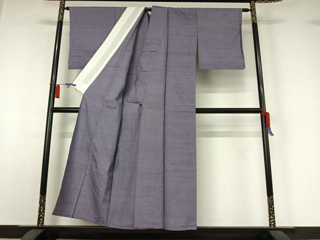 平和屋着物▽上質な紬 単衣 薄鼠色 正絹 逸品 AABI2112jh