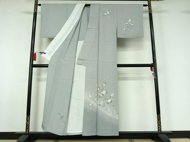 平和屋着物▽訪問着 単衣 枝花文 暈し染め 正絹 逸品 AABI2118jh