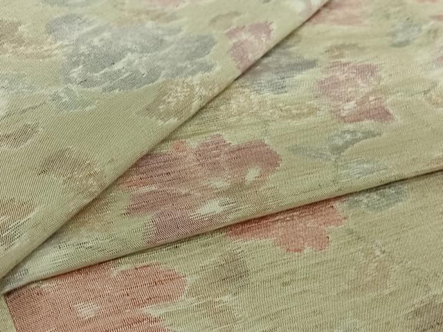 平和屋着物▽上質な紬 単衣 草花文 正絹 逸品 AABI2124jh