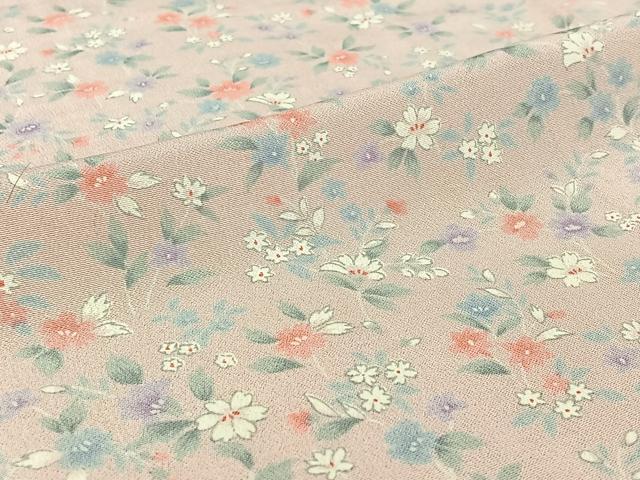 平和屋着物▽お召 単衣 草花文 正絹 逸品 AABI2128jh