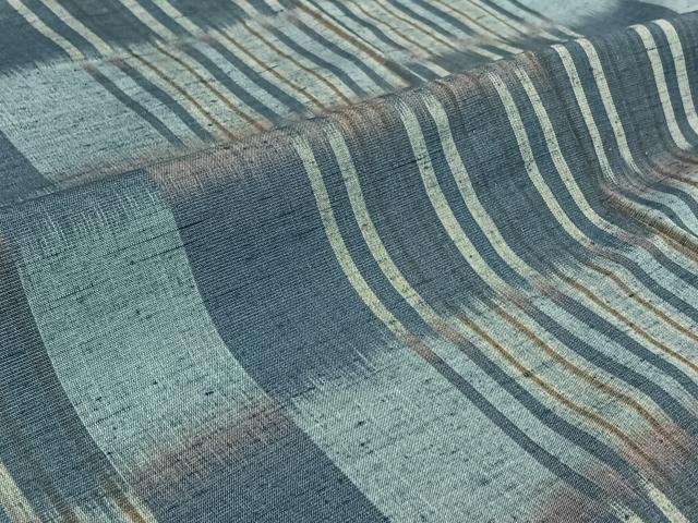 平和屋着物▽上質な紬 単衣 横段文 正絹 逸品 AABI2136jh