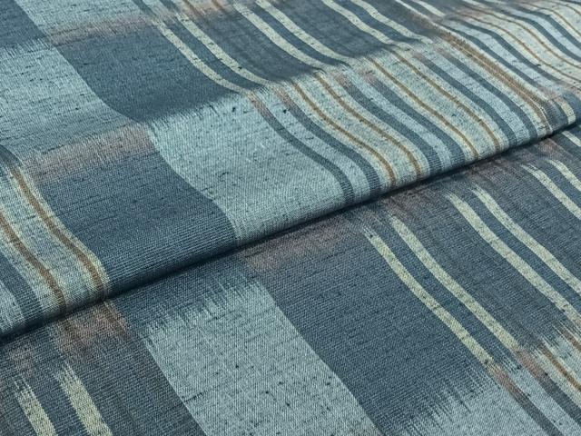 平和屋着物▽上質な紬 単衣 横段文 正絹 逸品 AABI2136jh