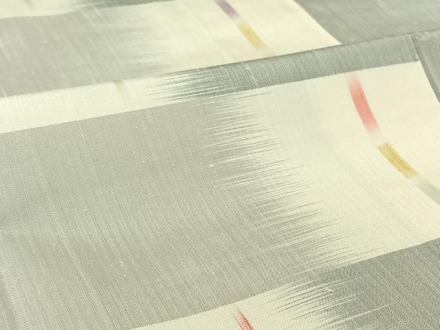 平和屋着物▽上質な紬 単衣 横段文 正絹 逸品 AABI2144jh