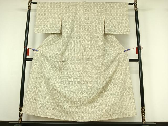 平和屋着物▽本塩沢 単衣 亀甲柄 正絹 逸品 AABI2145jh