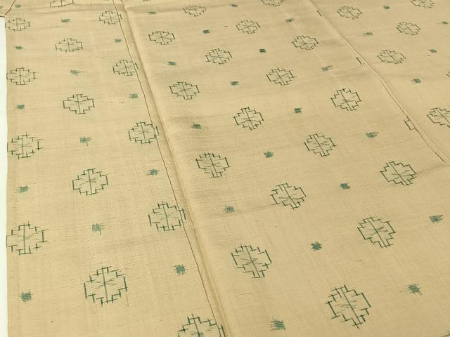 平和屋着物▽上質な紬 単衣 幾何学文様 正絹 逸品 AABI2147jh