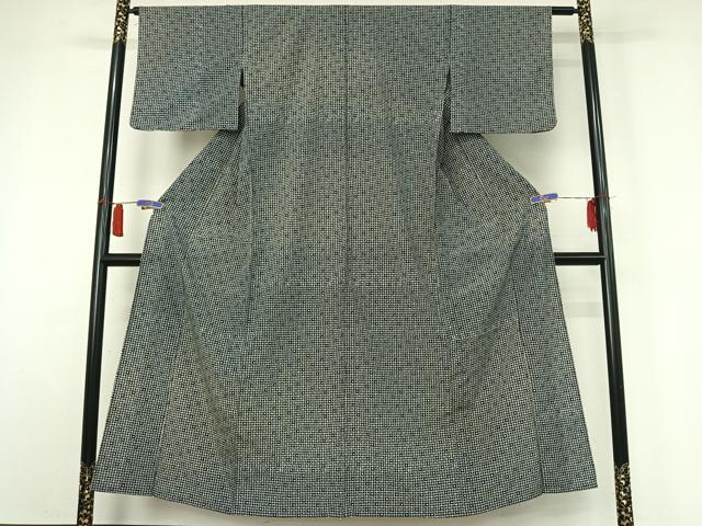平和屋着物▽上質な小紋 単衣 格子花文 正絹 逸品 AABI2153jh