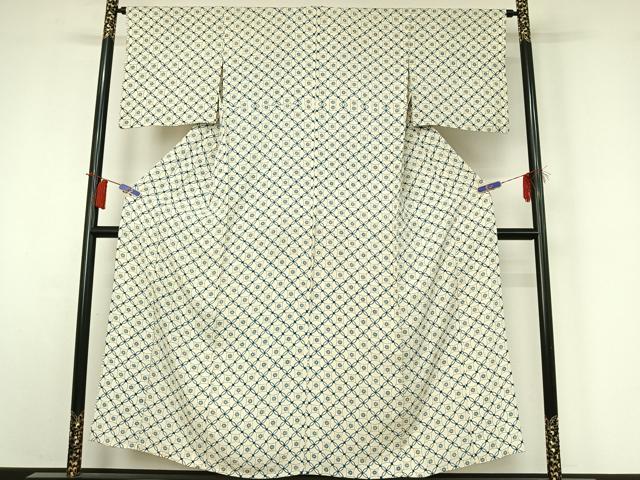 平和屋着物▽上質な小紋 単衣 七宝文 正絹 逸品 AABI2158jh