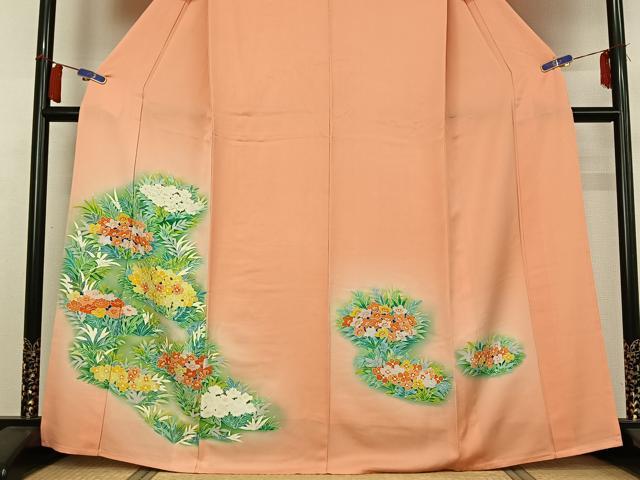 平和屋着物▽訪問着 単衣 草花文 暈し染め 正絹 逸品 AABI2161jh