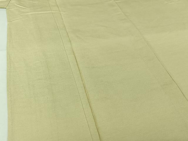 平和屋着物▽上質な紬 単衣 女郎花色 正絹 逸品 AABI2167jh
