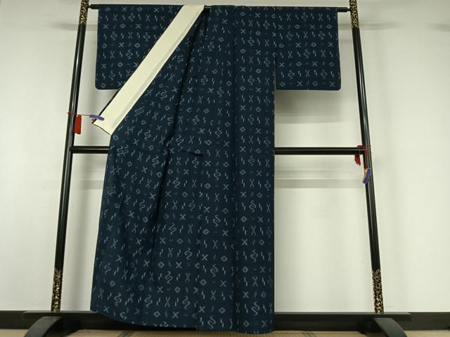 平和屋着物▽上質な紬 単衣 琉球絣 正絹 逸品 AABI2168jh